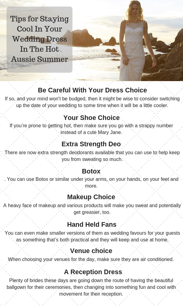 Tips for Staying Cool In Your Bridal Wedding Dress In The Hot Aussie Summer